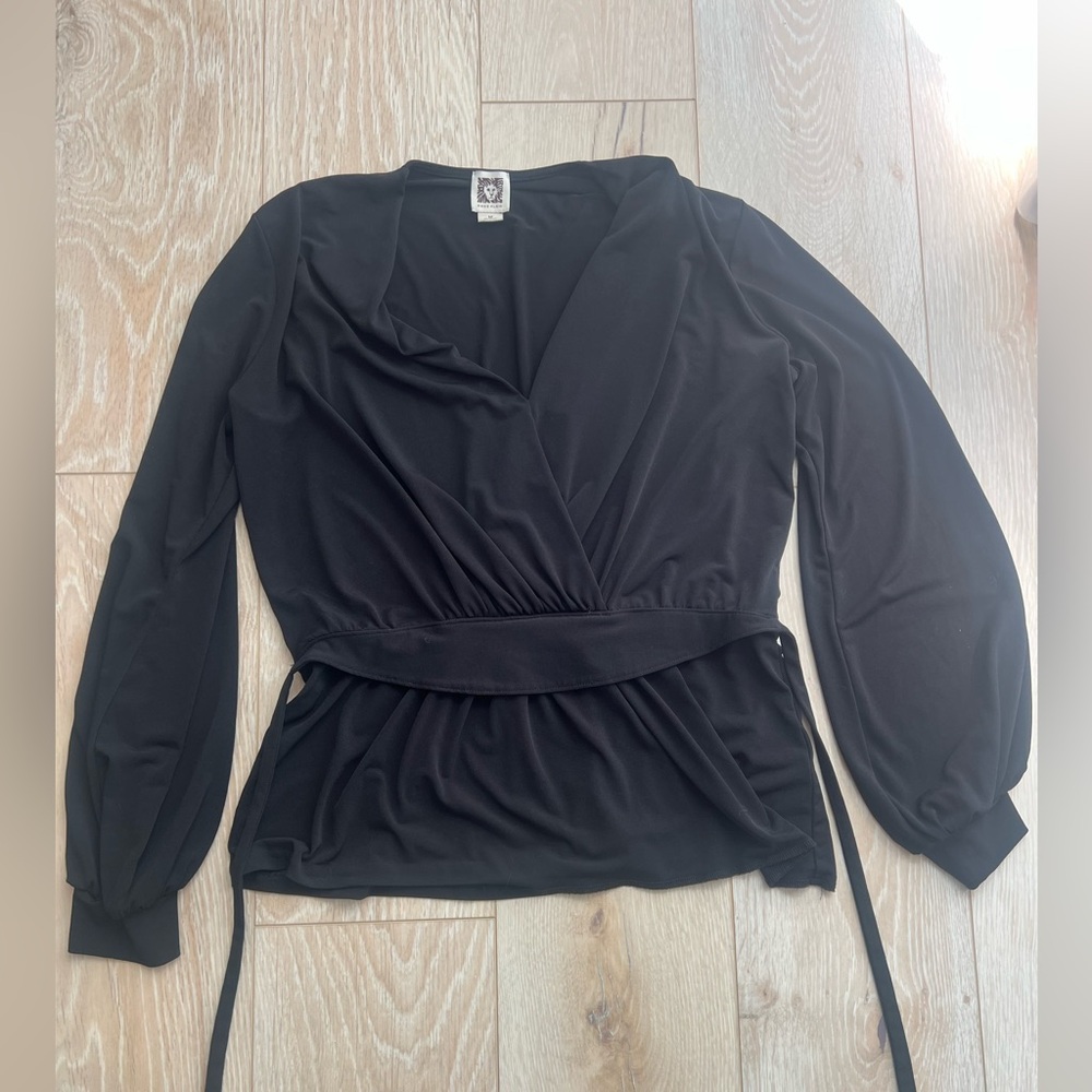 Anne Klein Black Wrap Blouse